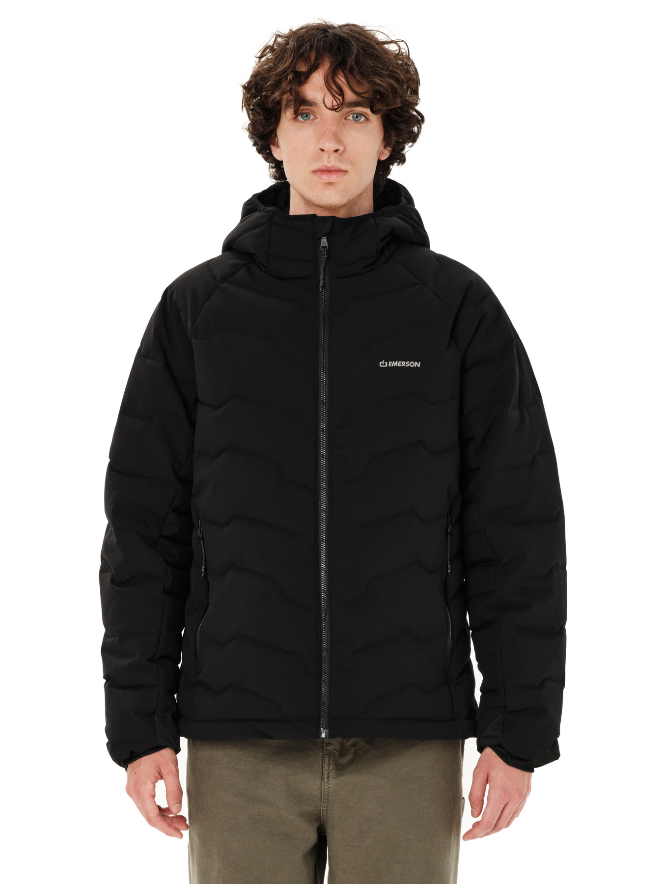 262.EM10.56-BLACK_1 EMERSON HOODED PUFFER JACKET BLACK - Image 1