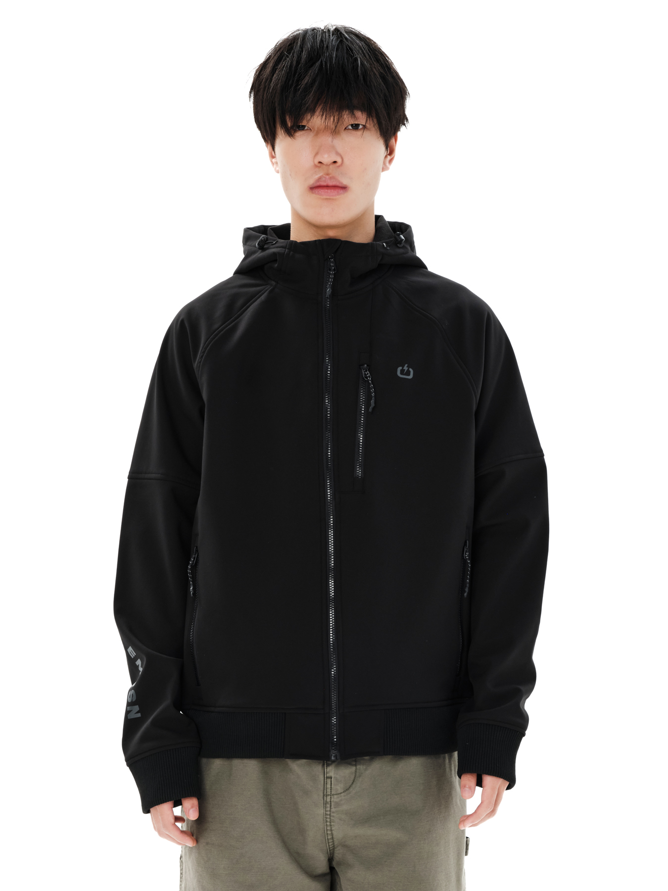 262.EM11.18-BLACK_1 EMERSON BONDED JACKET ΜΕ ΚΟΥΚΟΥΛΑ ΜΑΥΡΟ - Image 1