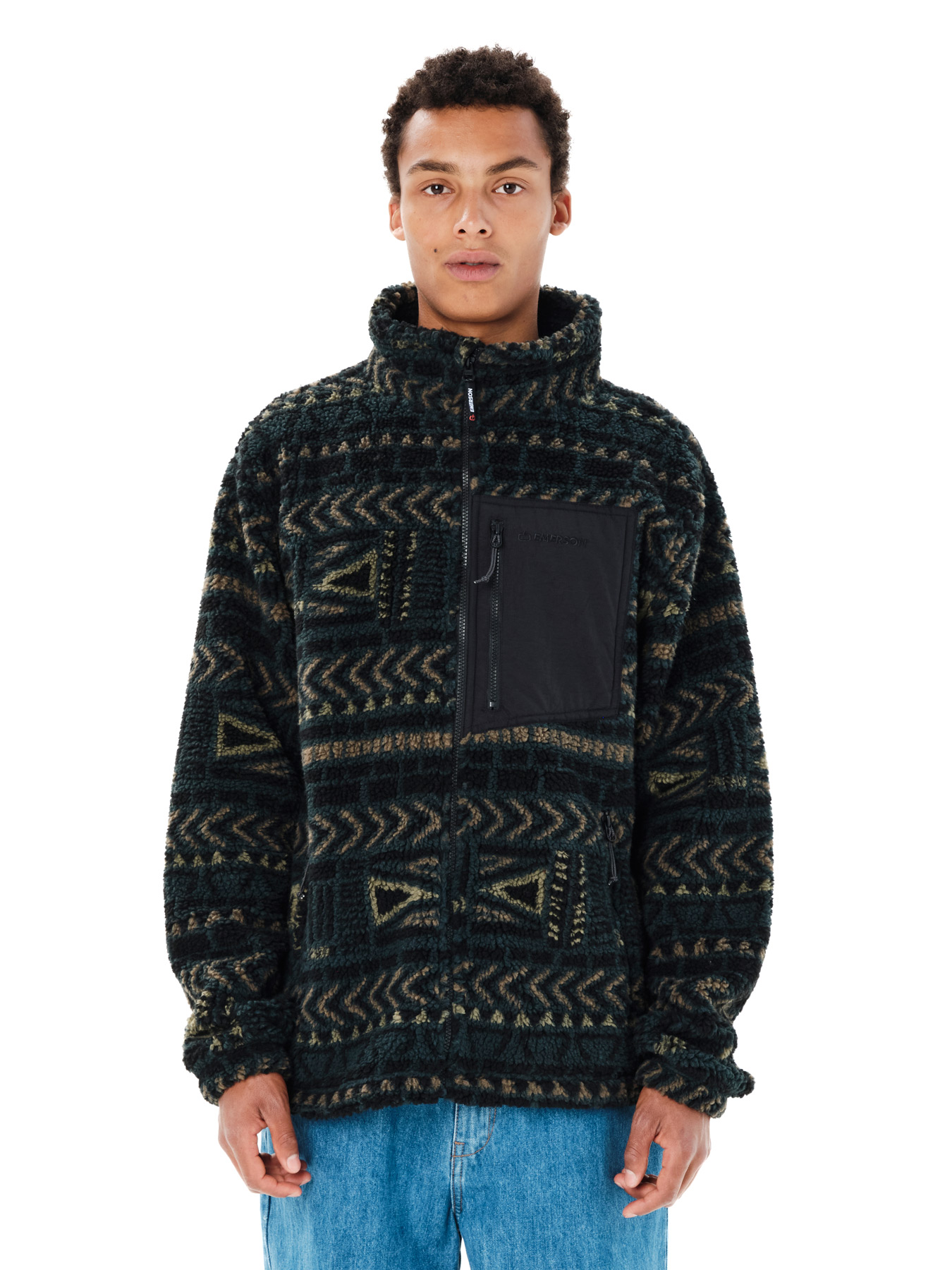 262.EM290.429-PR625-FOREST-TEAL_1 EMERSON SERPA FLEECE ΖΑΚΕΤΑ ΜΕ ΦΕΡΜΟΥΑΡ - Image 1