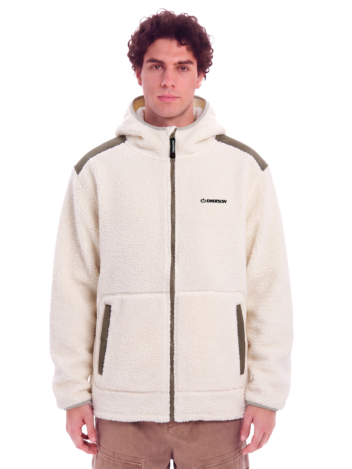 262.EM290.43-OFF-WHITE_1 EMERSON SERPA FLEECE ΖΑΚΕΤΑ ΜΕ ΚΟΥΚΟΥΛΑ - Image 1