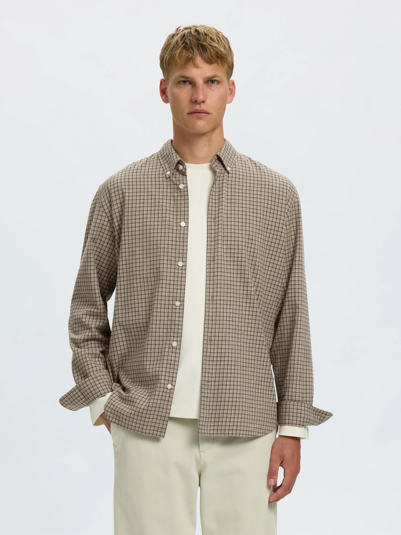 F_16101696_M_5090960_Front_1 SELECTED ΠΟΥΚΑΜΙΣΟ SLMREG COLE JAY MELANGE CHOCOLATE CHIP - Image 1